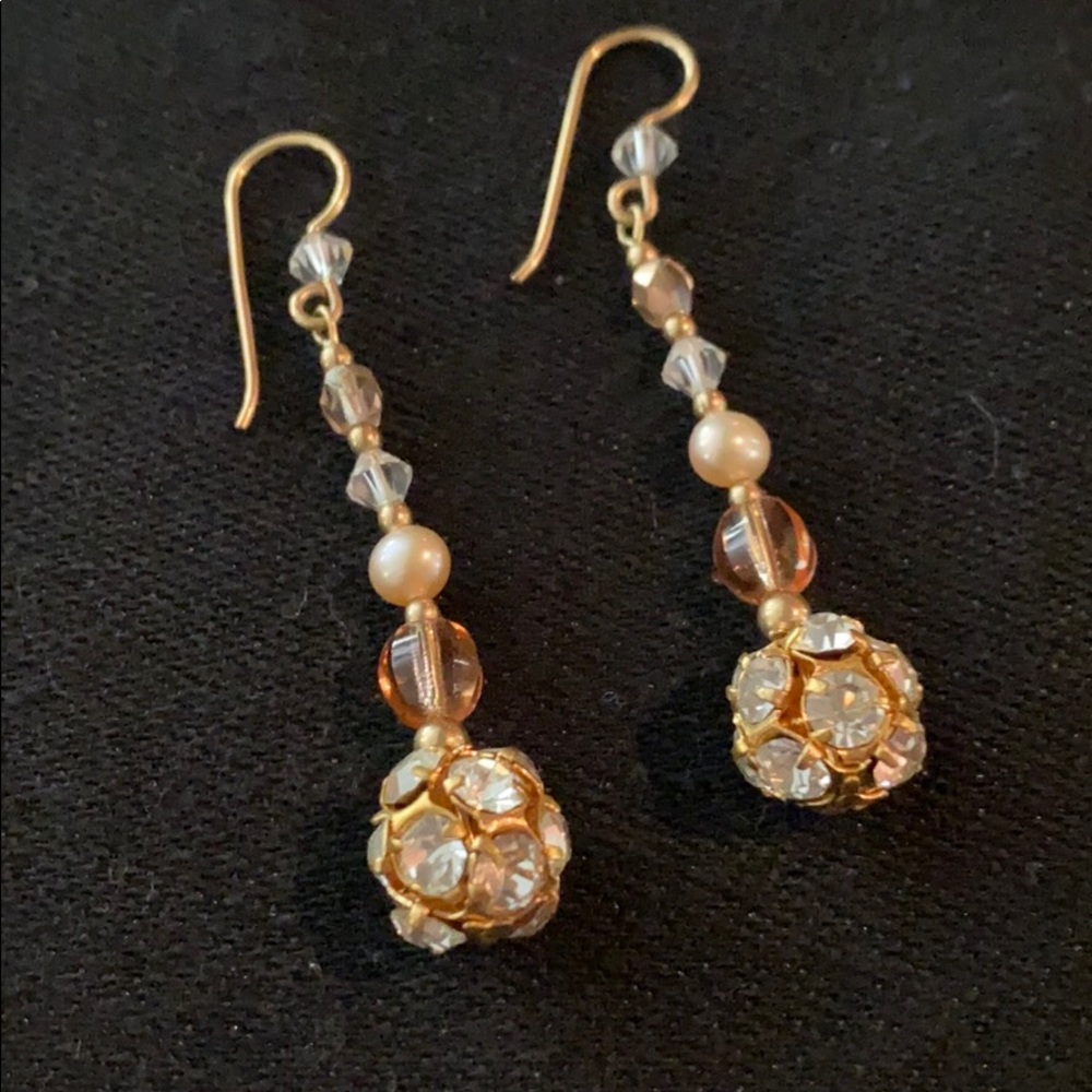 Rhinestone and Beaded Dangle Earrings